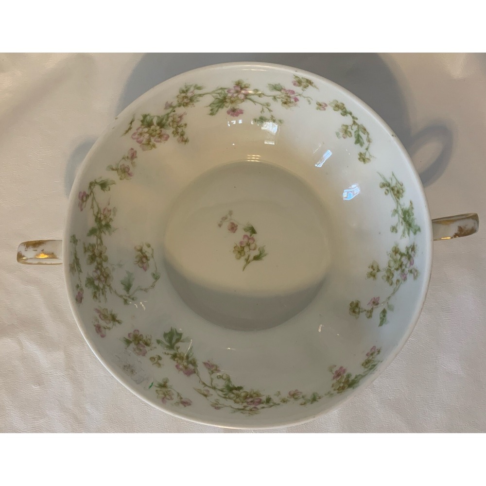 Haviland Limoges France Pink Flowers 2 handle‎ bowl replacement 5 1/4"